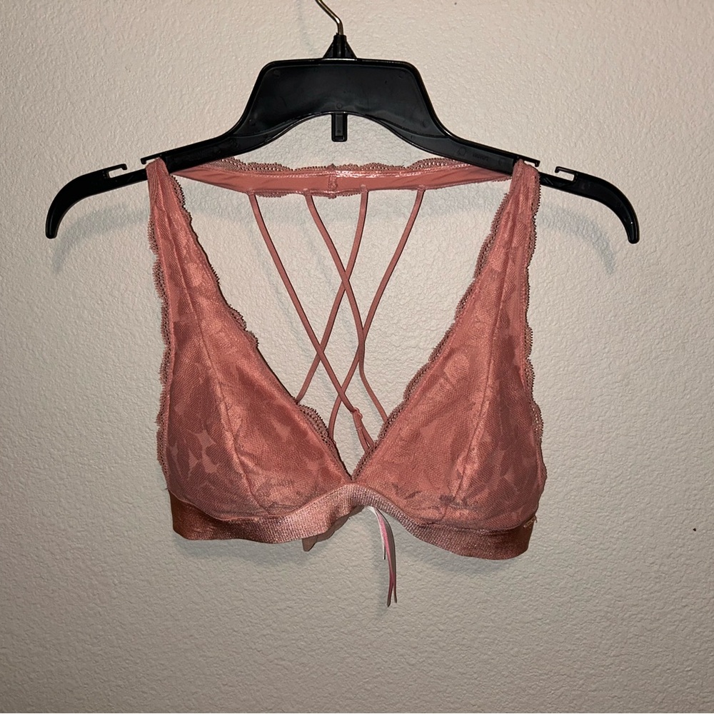 PINK Victoria's Secret Strappy Lace Bralette in Dusty Rose